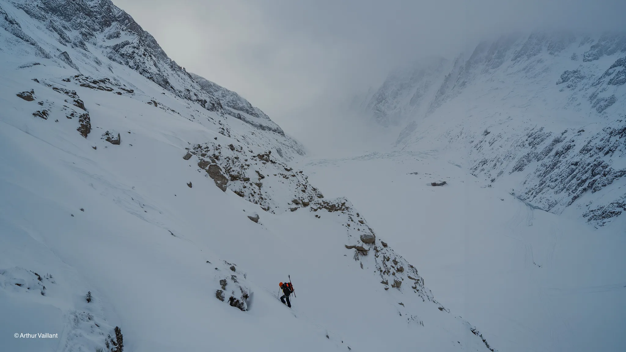Skier on the glaciers of the Chamonix-Zermatt Haute Route