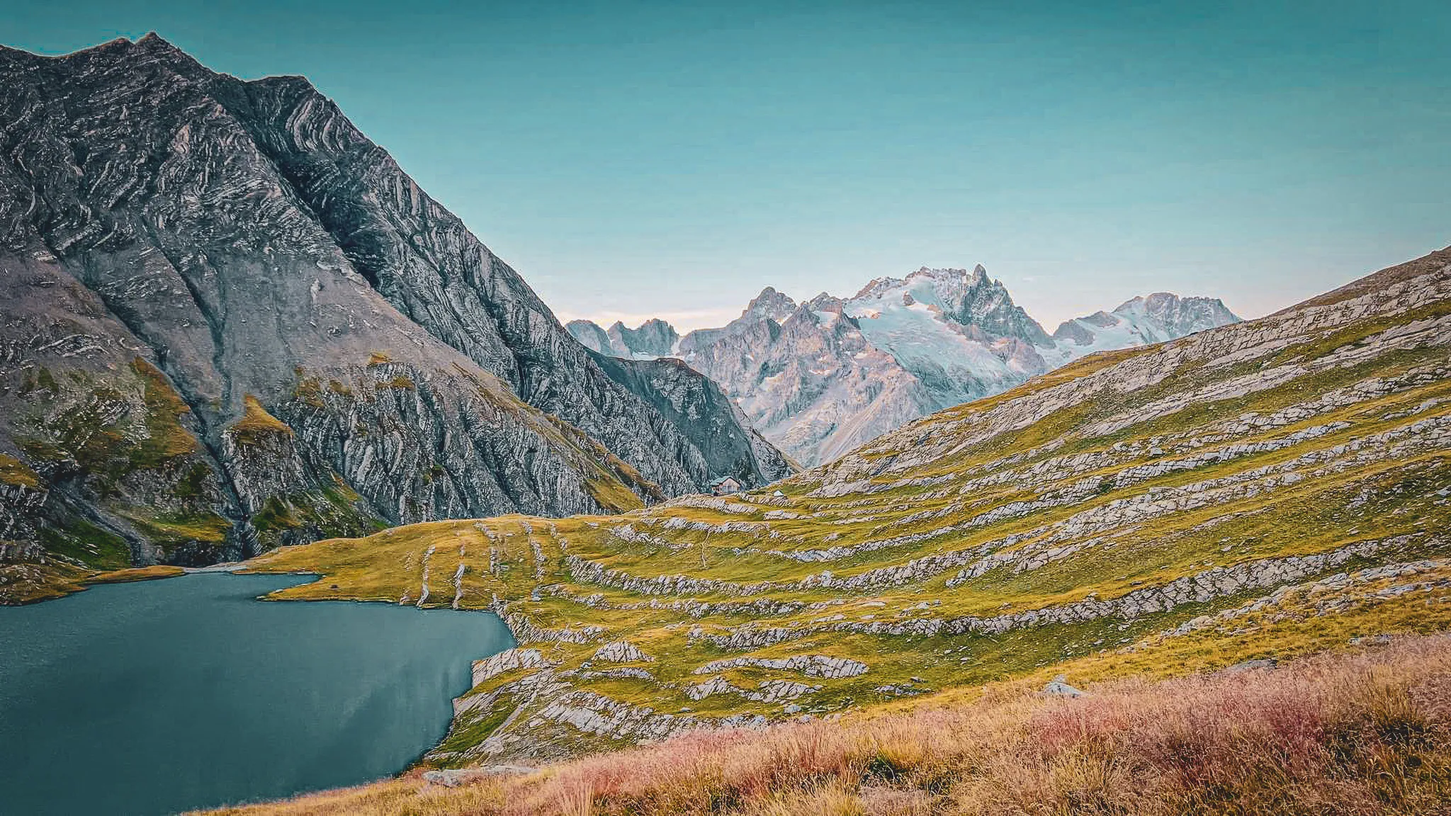 Bivouac by a turquoise high-altitude lake, on the short Aiguilles d'Arves loop.