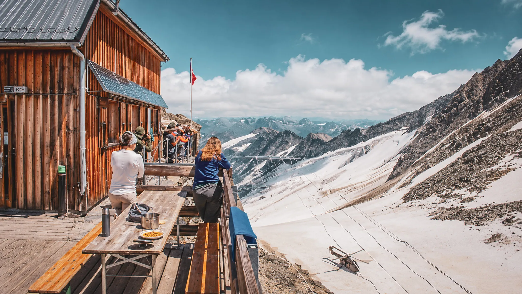 Mountain hut with a panoramic view over the Aletsch glacier